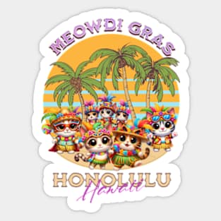 Cats carnival in Honolulu Hawaii Meowdi Gras Sticker